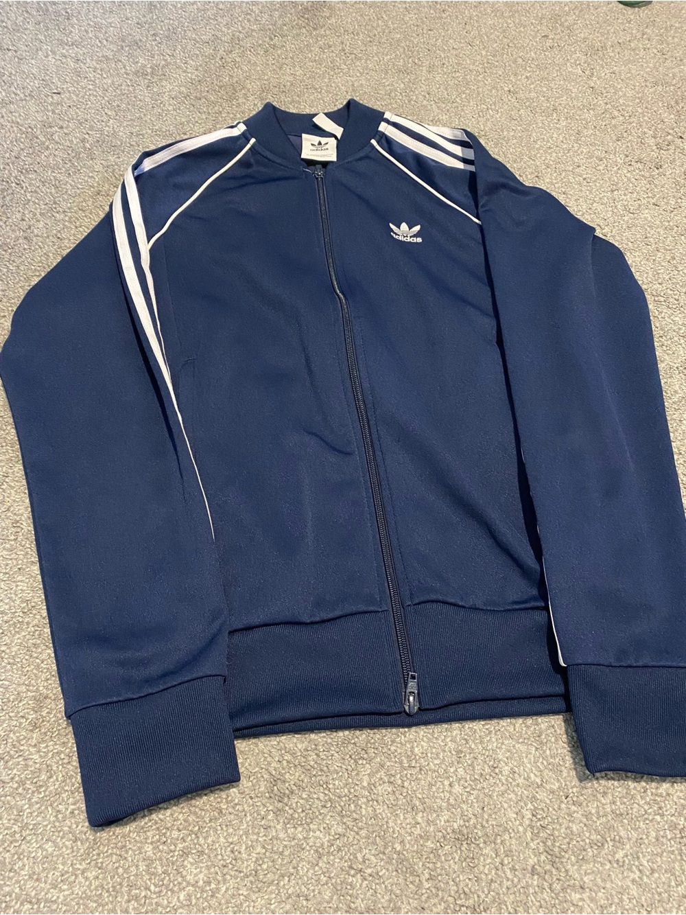 adidas Navy Track Jacket with White Stripes